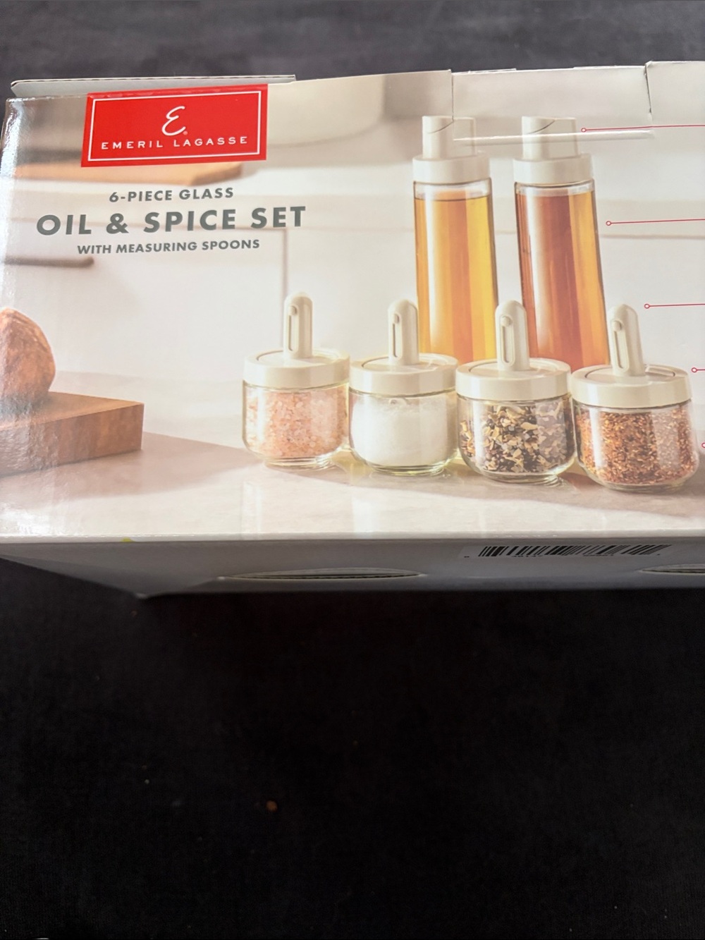 6-Piece Glass Oil & Spice Set in Cream